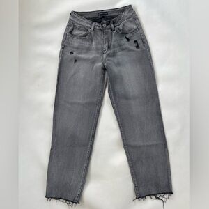 Sincerely Jules Faded Black Distressed High Rise Straight Jeans Size 3/26